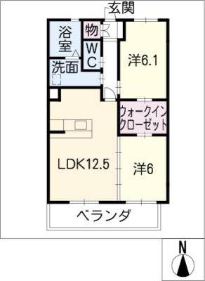 ボヌール(2LDK/2階)の間取り写真
