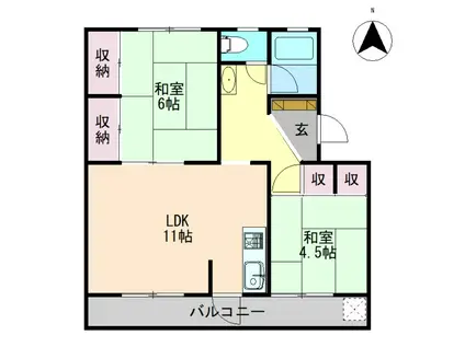 山田ビル(2LDK/1階)の間取り写真