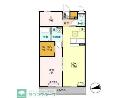 リュイールII(1SLDK/1階)の間取り写真