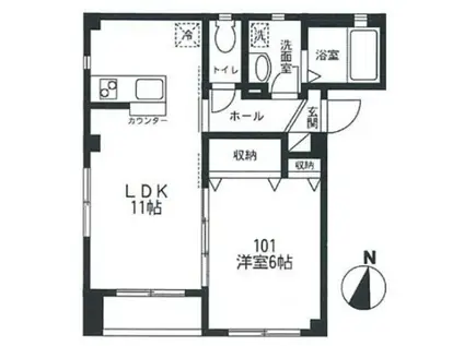 ビューノ中野(1LDK/1階)の間取り写真