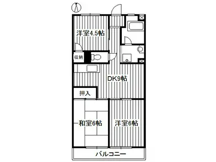 春日グリーンハイツ(3DK/2階)の間取り写真