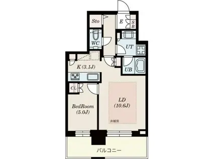 ONE札幌ステーションタワー(1LDK/10階)の間取り写真