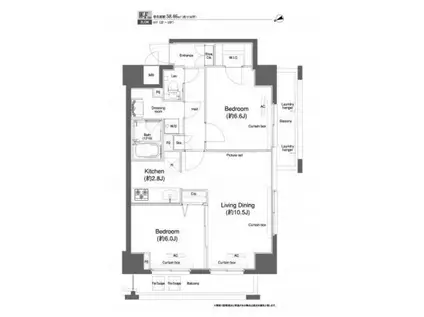 プラウドフラット鶴見I(2LDK/6階)の間取り写真
