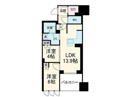 グランドメゾン北堀江レジデンス(2LDK/4階)の間取り写真