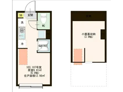 アーバンスカイ六郷(ワンルーム/1階)の間取り写真