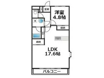 プリマヴェイラ(1LDK/4階)の間取り写真