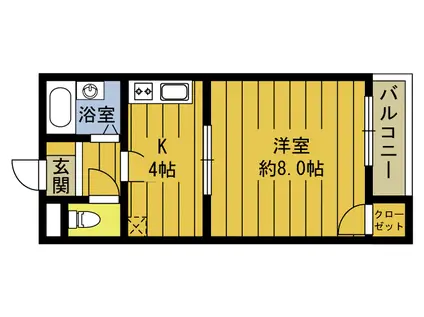 ブライトンスポット(1K/3階)の間取り写真