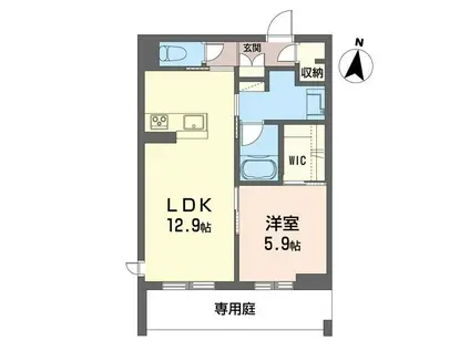 プレディーナ武蔵浦和(1LDK/1階)の間取り写真