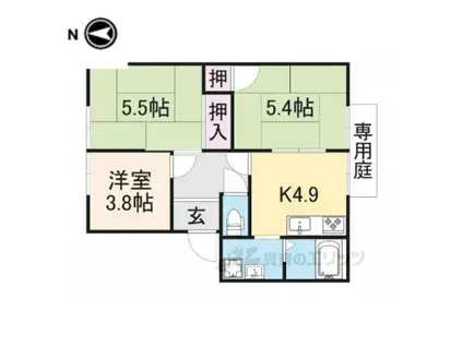 西谷ハイツC棟(2LDK/1階)の間取り写真