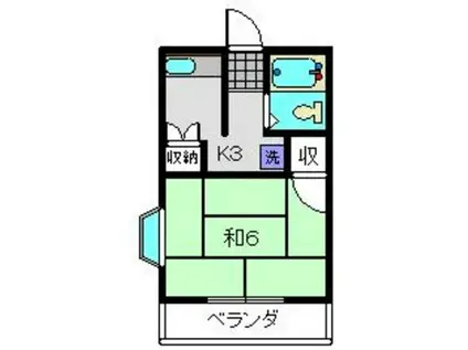 パーク横浜(1K/2階)の間取り写真