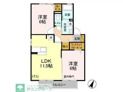 グラシューズII(2LDK/2階)の間取り写真