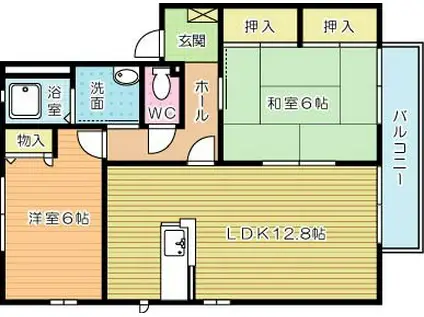 咲ら坂 E棟(2LDK/1階)の間取り写真