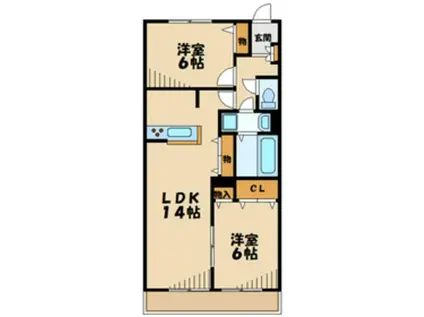 ラフィネ青葉台(2LDK/1階)の間取り写真