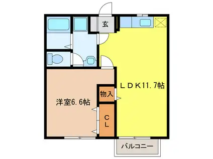 オークラパークホームズ南館(1LDK/2階)の間取り写真