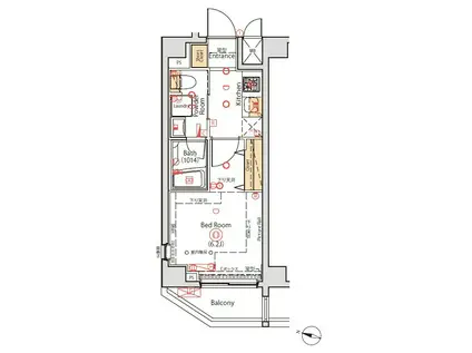 ヴォーガコルテ八丁畷駅前(1K/1階)の間取り写真