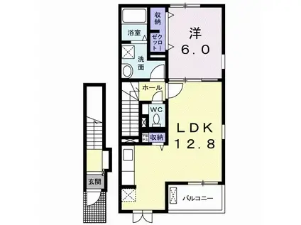 クラール名東 A(1LDK/2階)の間取り写真