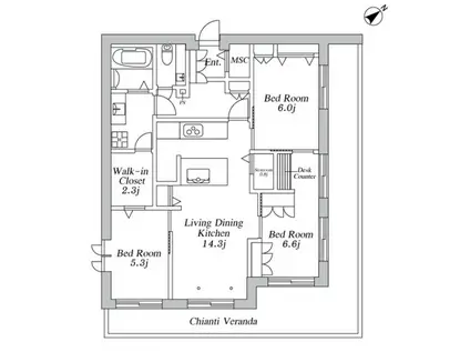 PRESTIGEA(3LDK/5階)の間取り写真
