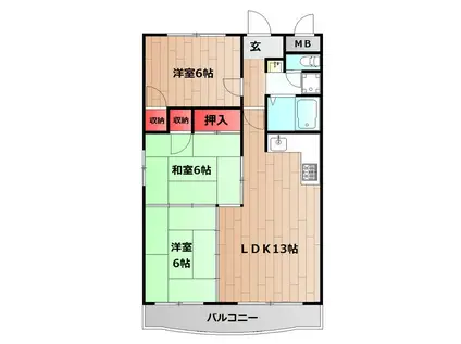 エスポワール貴崎(3LDK/2階)の間取り写真