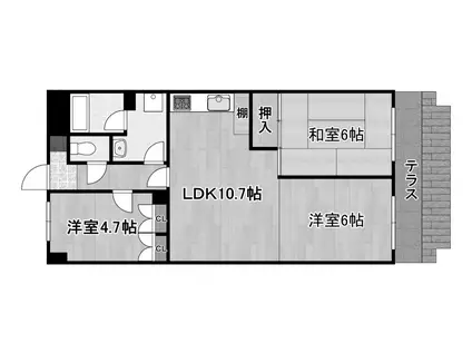 朝日プラザCITYウエストヒルA棟 A(3LDK/1階)の間取り写真