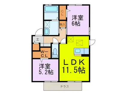 プラウドパークス(2LDK/2階)の間取り写真