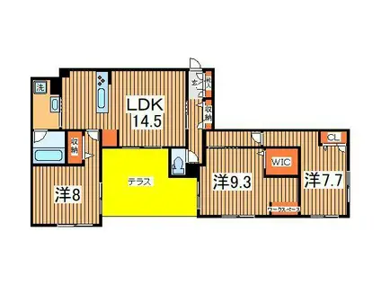 GRANDY VILLA OHTAKANOMORI 2(3LDK/1階)の間取り写真