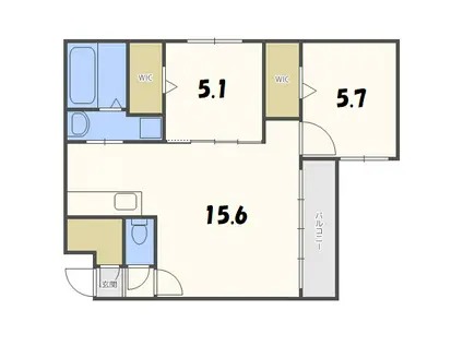 MOIWA VIEW(2LDK/2階)の間取り写真