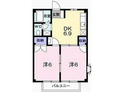 プチメゾン(2DK/2階)の間取り写真