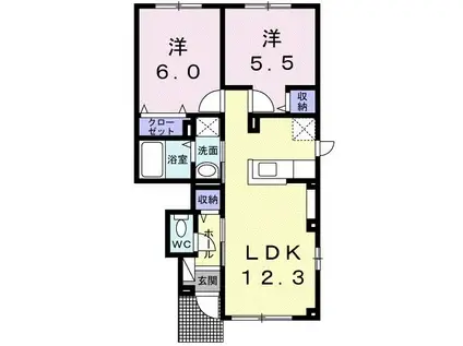 ラブリー(2LDK/1階)の間取り写真