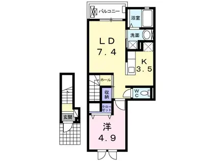 メゾン・ド・ルミエール(1LDK/2階)の間取り写真