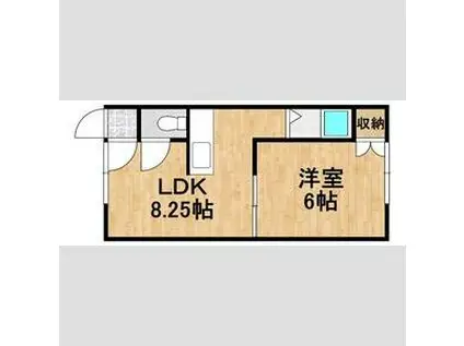 エステート壱番館(1DK/2階)の間取り写真