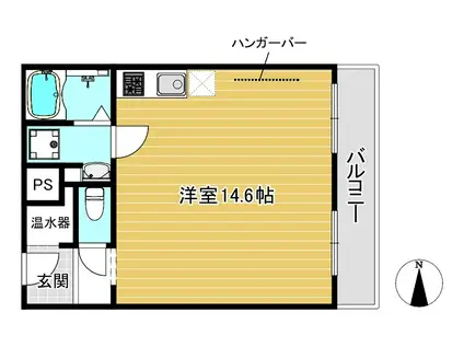 百万遍ハイツ(ワンルーム/2階)の間取り写真