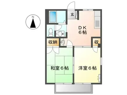 プレミールI(2DK/2階)の間取り写真