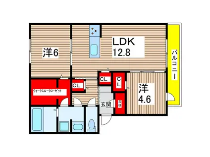 D-ROOM宮田町3丁目(2LDK/3階)の間取り写真