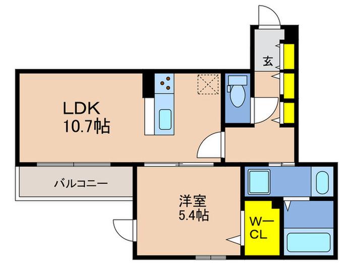 バレンティア(1LDK/3階)の間取り写真