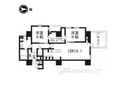 グランドメゾン京都御池通(2LDK/7階)の間取り写真