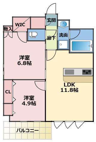スプランディッド上本町ウエスト(2LDK/14階)の間取り写真