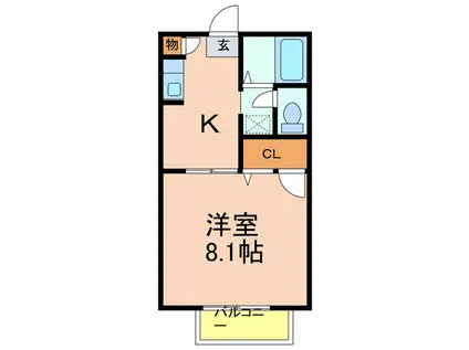 マリアージュE棟(1K/2階)の間取り写真