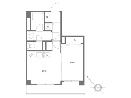 ルクレ初台(1DK/3階)の間取り写真