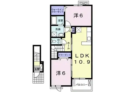 エレガント ヴェルスIII C(2LDK/2階)の間取り写真