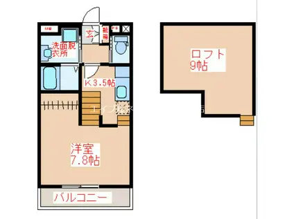 SPAZIO東郷(1SK/1階)の間取り写真