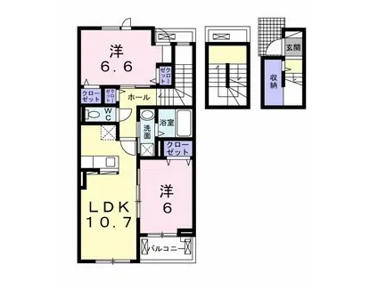 レジデンス上道 弐番館(2LDK/3階)の間取り写真