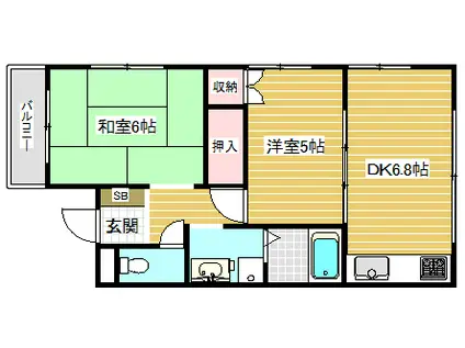 ベルンハイム(2DK/2階)の間取り写真