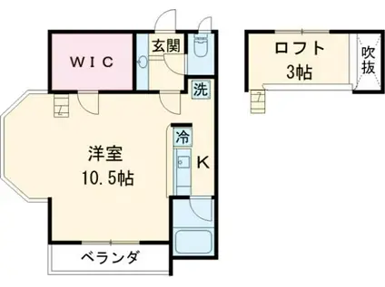 セザンヌ片山(ワンルーム/2階)の間取り写真