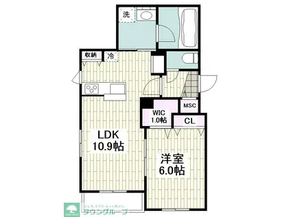 鵠沼石上2丁目メゾン(1DK/1階)の間取り写真