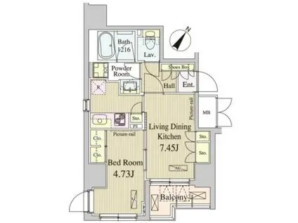 コートラクリア人形町(1LDK/10階)の間取り写真