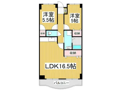 ラトゥールTOWA(2LDK/3階)の間取り写真