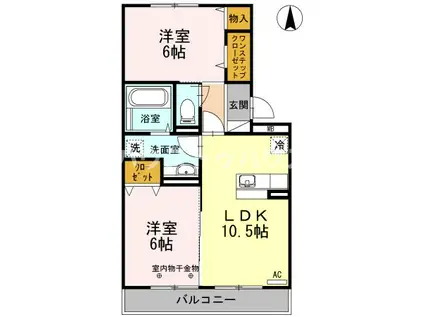 サンモール(2LDK/3階)の間取り写真