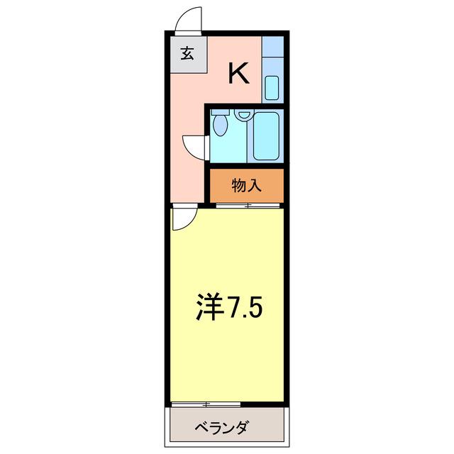 シャトルジュン(1K/2階)の間取り写真