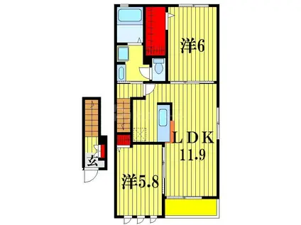 オリーブ(2LDK/2階)の間取り写真