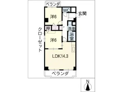 ELVIS(2LDK/1階)の間取り写真